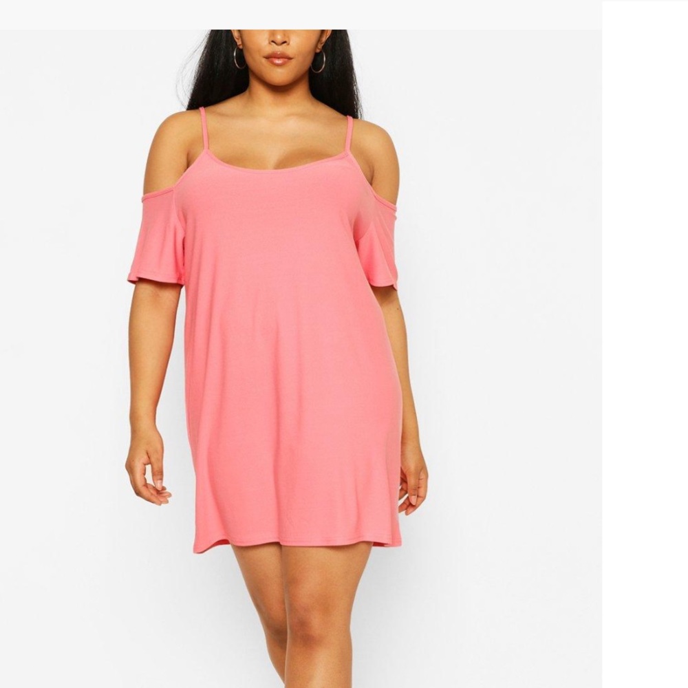 Boohoo Plus Cold Shoulder Strappy Sundress